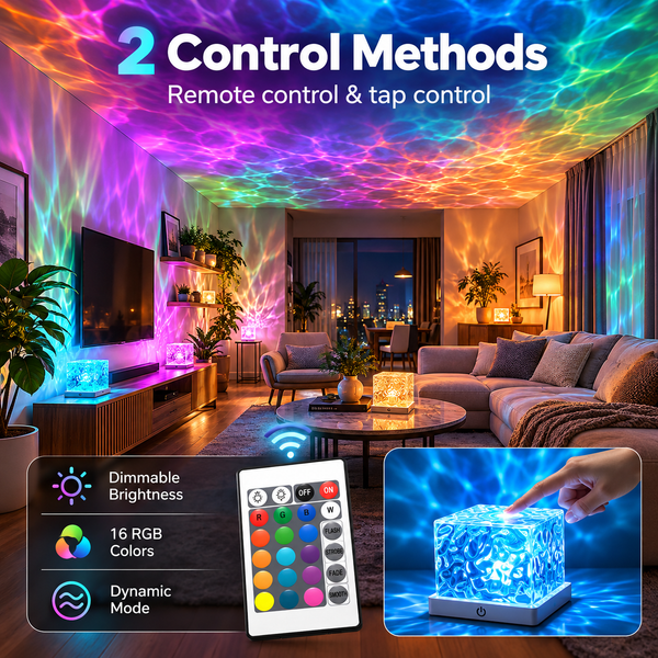 Rechargeable Water Ripple Shower Light – 16 Color Mood Lamp