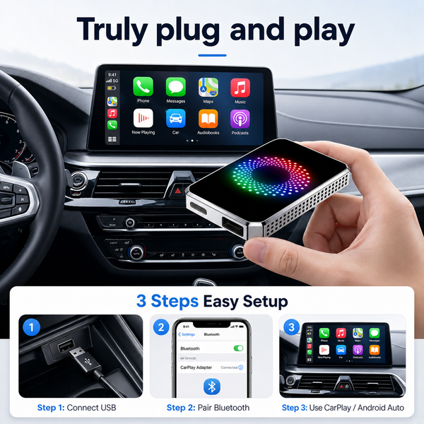 3-in-1 Magic Video Box Wireless CarPlay Adapter – Stream Netflix, YouTube & TikTok