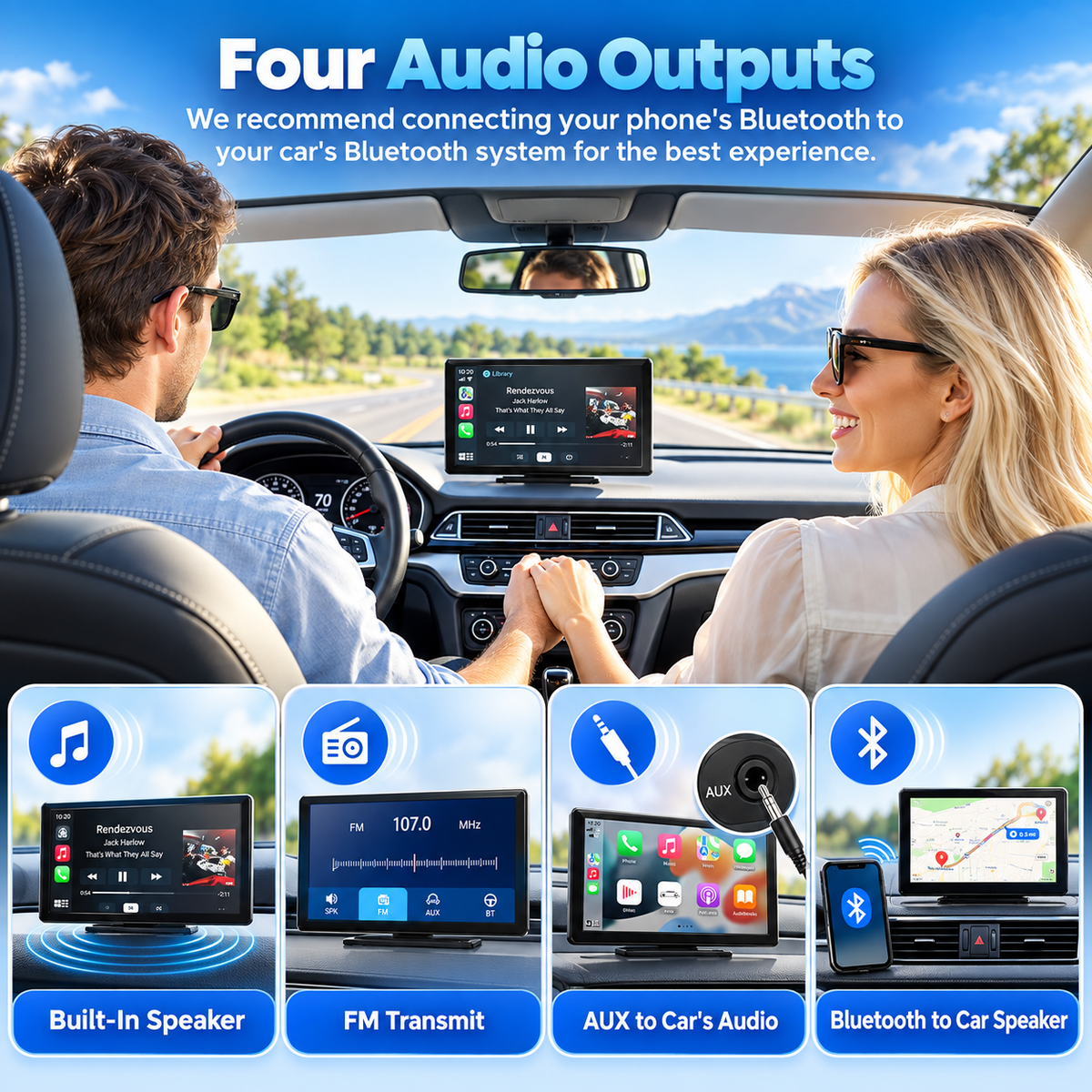 9” Wireless CarPlay & Android Auto Screen with Backup Camera
