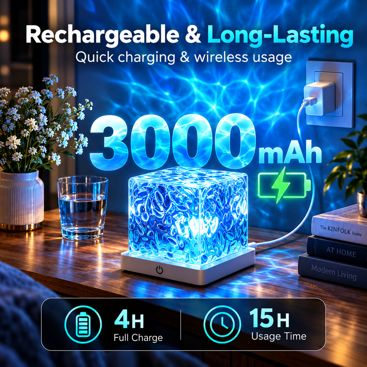 Rechargeable Water Ripple Shower Light – 16 Color Mood Lamp
